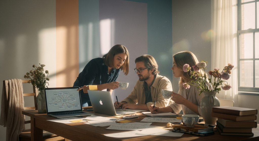 A creative team planning for creative ops strategy.